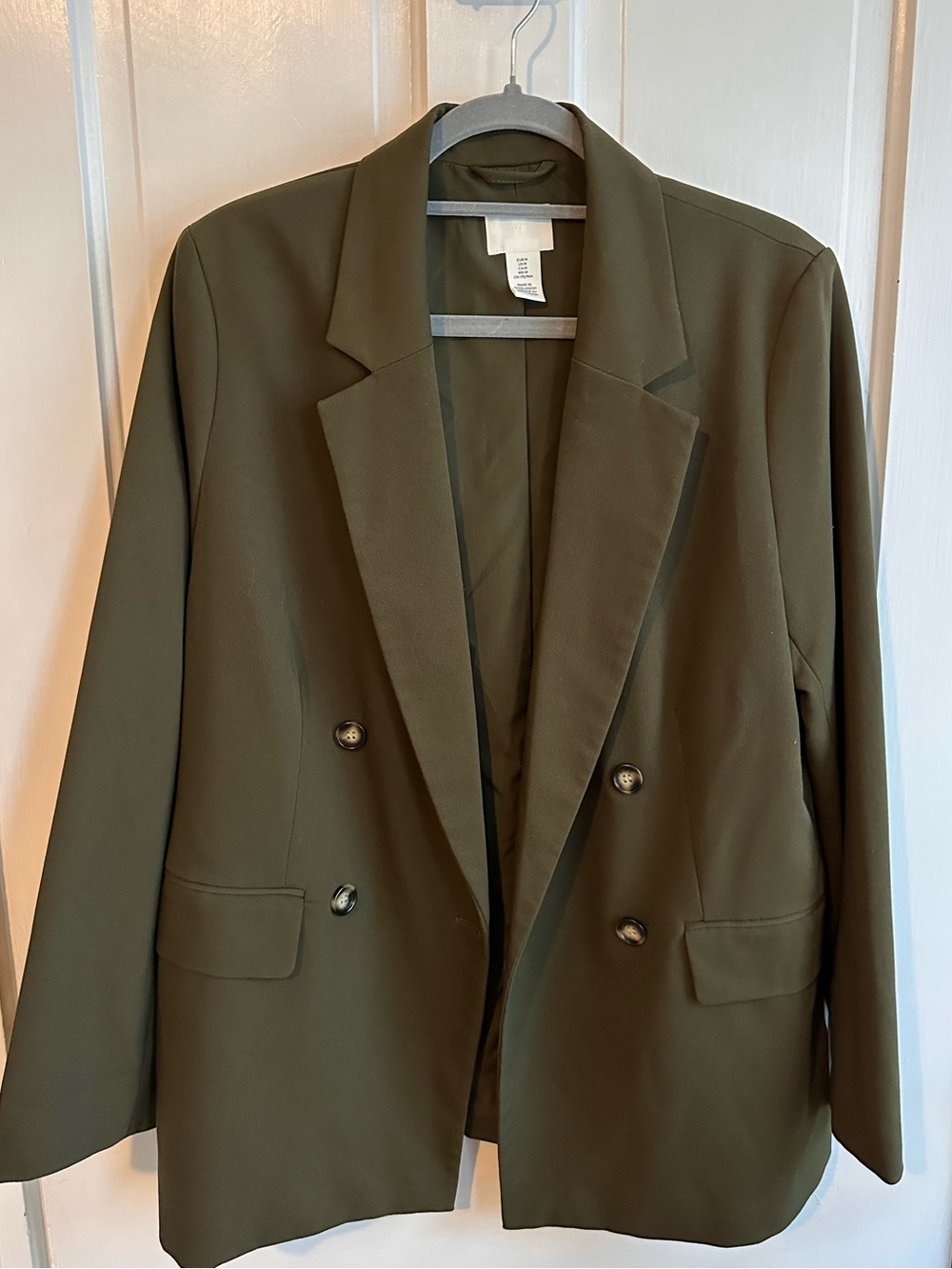 H&M Oversized Olive Green Double-Breasted Women's Blazer